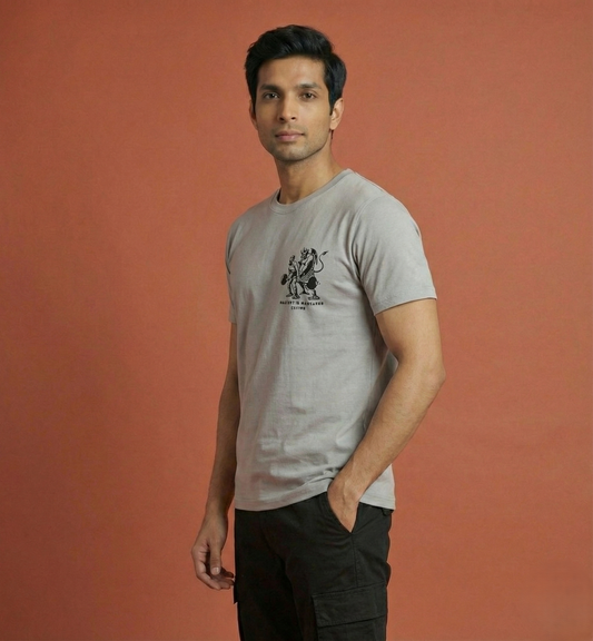 Master The Monster Within - Men's Stone Grey Regular Fit Cotton T-Shirt
