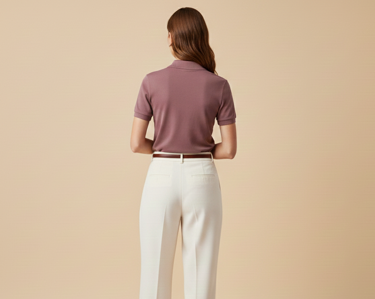 Women’s Dusty Rose Slim Fit Polo Shirt – Premium Fabric