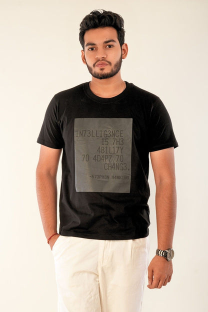 Men's black graphic t-shirt | Premium cotton streetwear with raised ink print | Regular fit urban fashion | Berrys & Cigaredes modern menswear India
