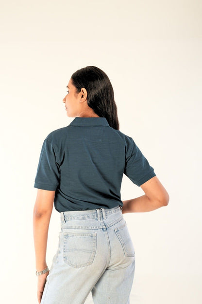Dark teal women's polo shirt | Regular fit | Premium textured cotton from Berrys & Cigaredes