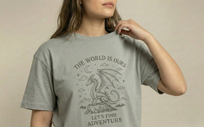 Women’s Oversized Grey Dragon Adventure Graphic Tee