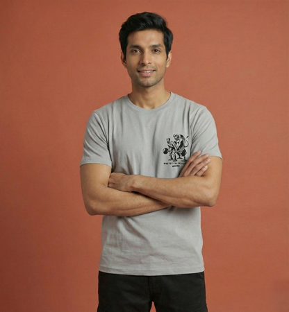 Master The Monster Within - Men's Stone Grey Regular Fit Cotton T-Shirt