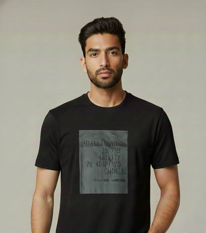Stephen Hawking Quote Black T-Shirt | Premium Cotton Regular Fit Tee for Men