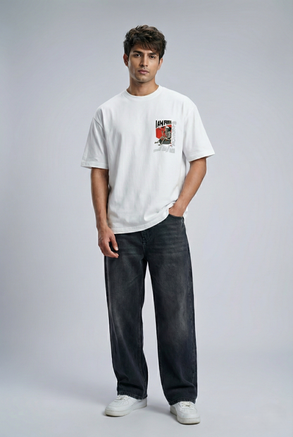 Everything Is Fine Oversized Graphic Tee - White Street wear
