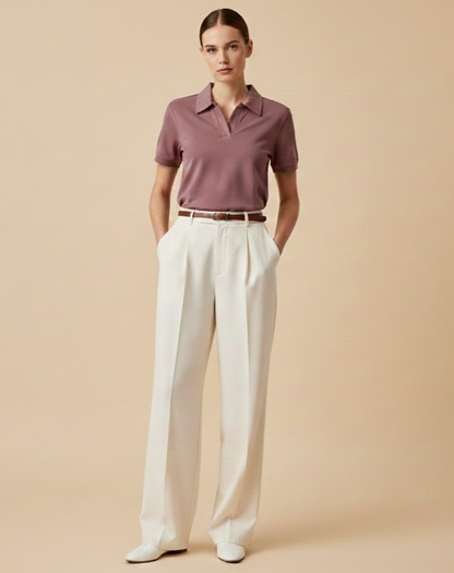 Women’s Dusty Rose Slim Fit Polo Shirt – Premium Fabric