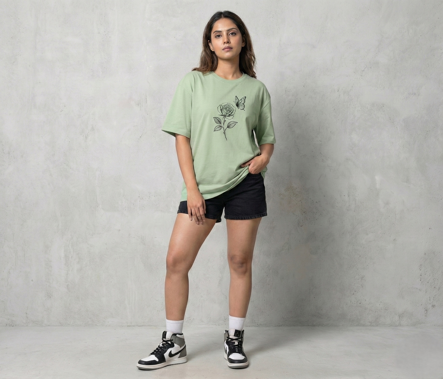 Minimal Aesthetic Green Oversized T-Shirt