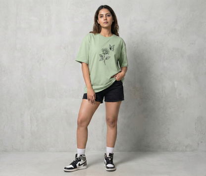 Minimal Aesthetic Green Oversized T-Shirt