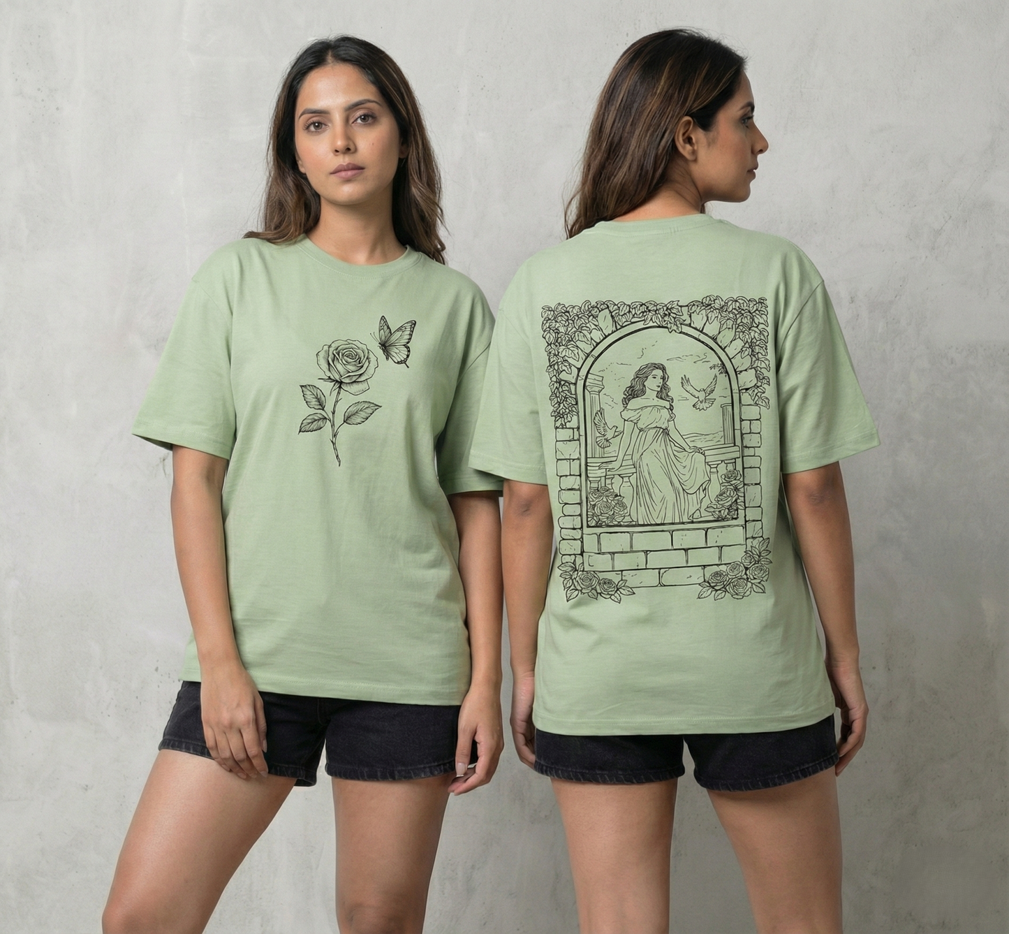 Minimal Aesthetic Green Oversized T-Shirt