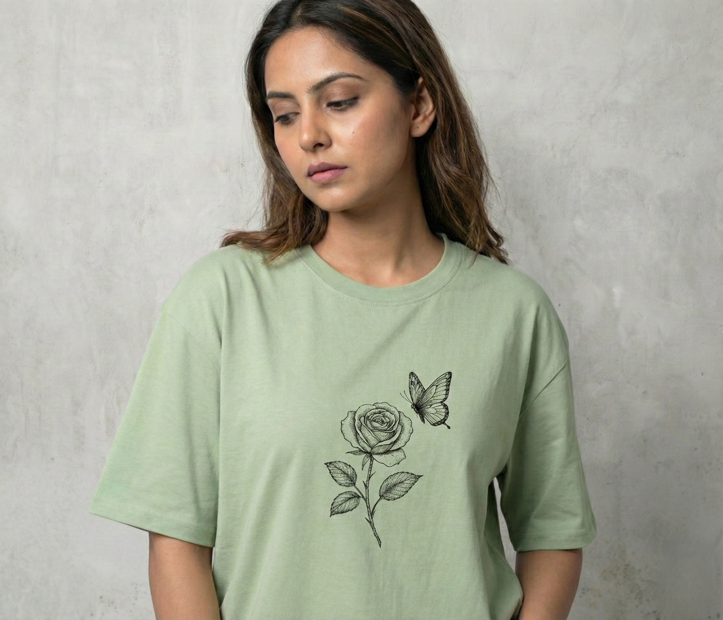 Minimal Aesthetic Green Oversized T-Shirt