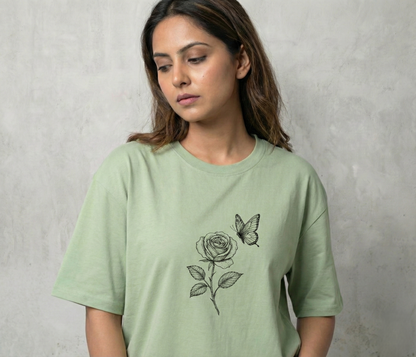 Minimal Aesthetic Green Oversized T-Shirt