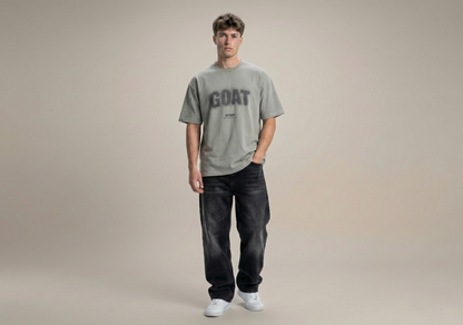 GOAT Grey Oversized T-Shirt - Premium French Cotton Street-wear for Men