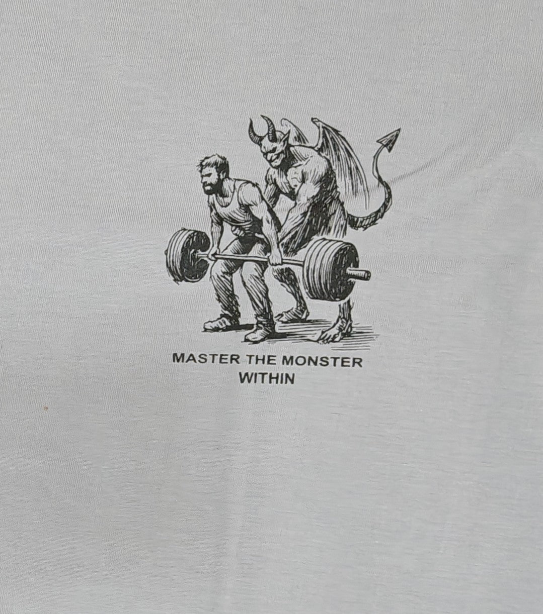 Master The Monster Within - Men's Stone Grey Regular Fit Cotton T-Shirt