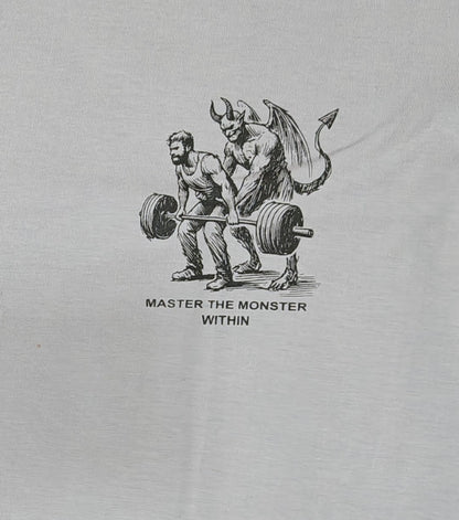 Master The Monster Within - Men's Stone Grey Regular Fit Cotton T-Shirt