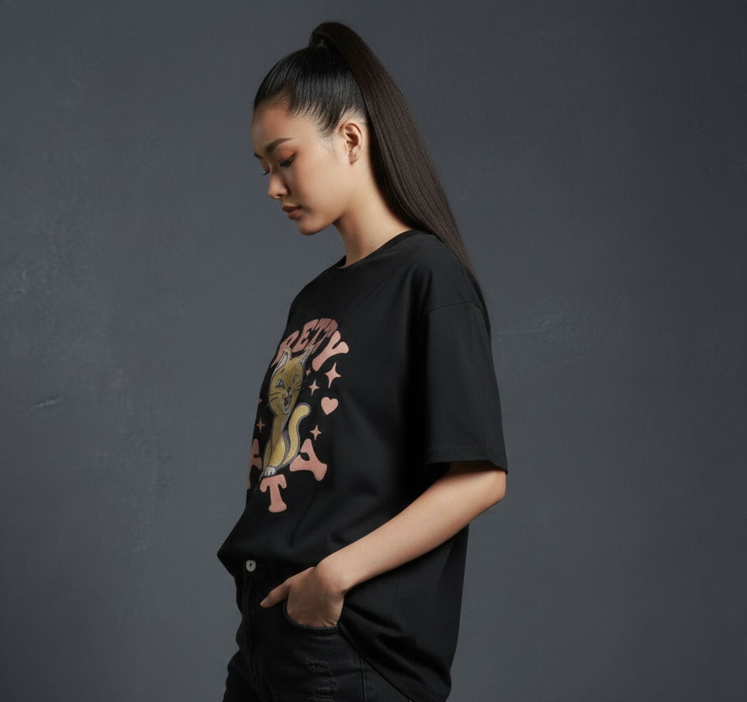 Black Oversized T-Shirt - Women's Casual Streetwear