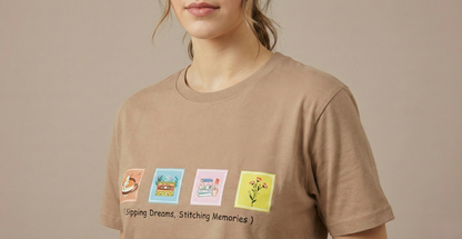 Nude Brown Retro Graphic Women’s T-Shirt – Premium Cotton Casual Tee