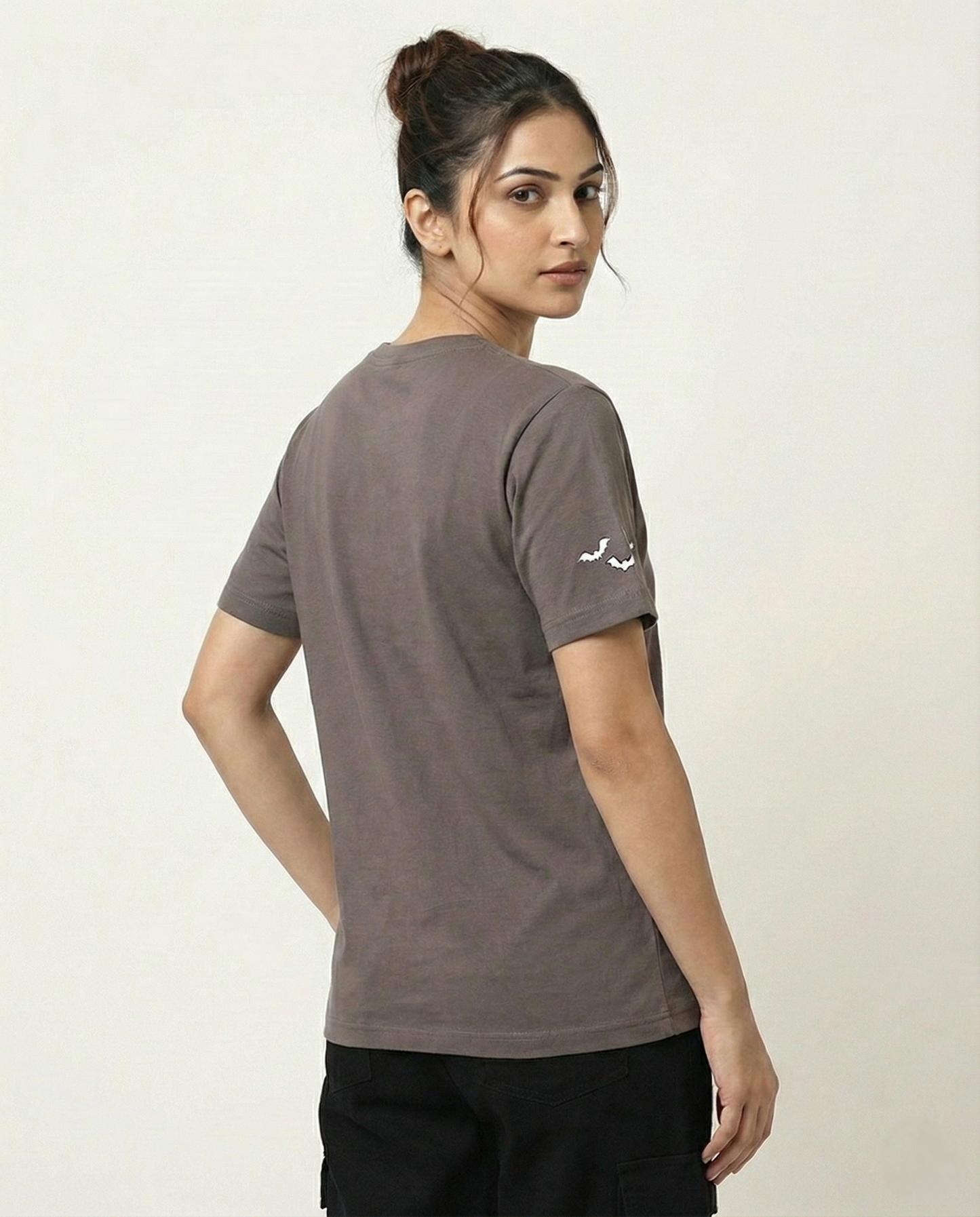 Spooky Buddies Mauve Regular Fit Cotton T-Shirt for Women