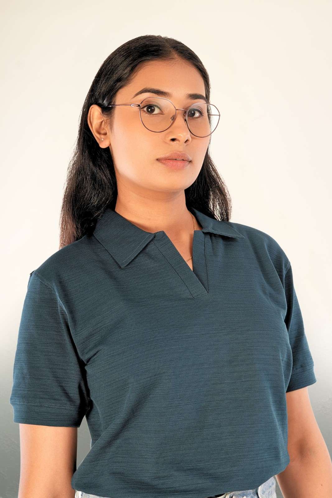 Dark teal women's polo shirt | Contemporary styling | Premium textured cotton | Regular fit