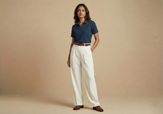 Premium Textured Polo Shirt for Women - Dark Teal Blue