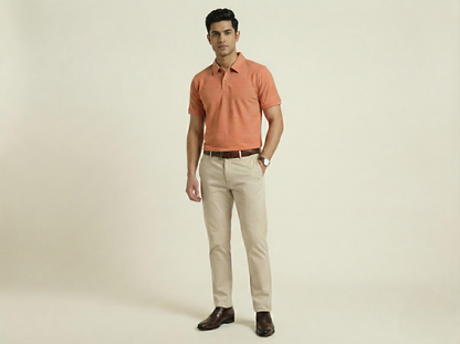 Premium Orange Textured Polo Shirt for Men