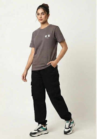 Spooky Buddies Mauve Regular Fit Cotton T-Shirt for Women