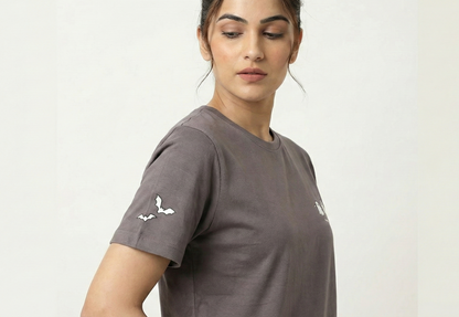 Spooky Buddies Mauve Regular Fit Cotton T-Shirt for Women